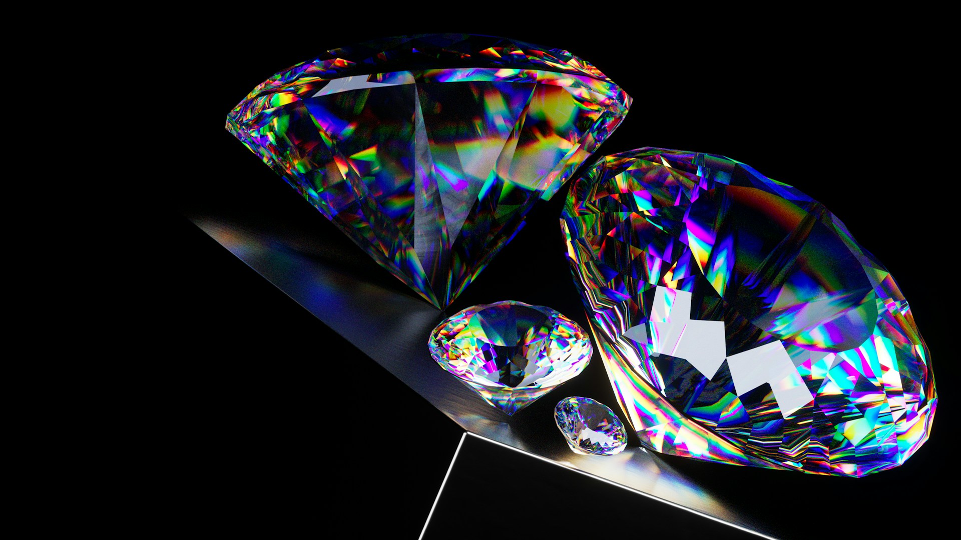 close up image of four round cut diamonds